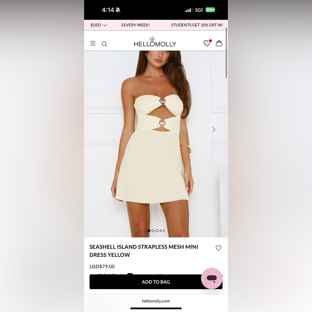 Hello Molly Yellow Strapless Dress